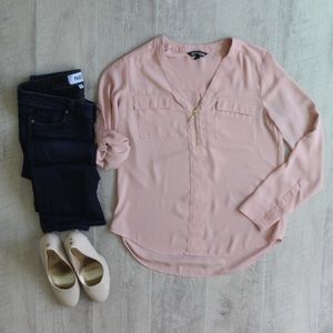 Express Blush Pink Zipper Front Top